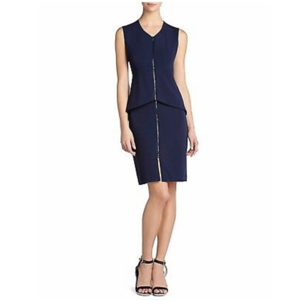 BCBGMaxazria Navy Ellen Peplum Sheath Dress (6)